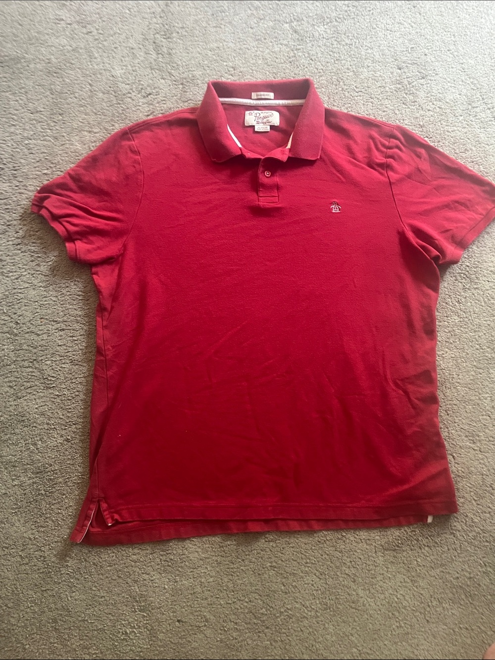 Red Polo Shirt - Classic Men's Short Sleeve Polo. 27” length x 23” wide.